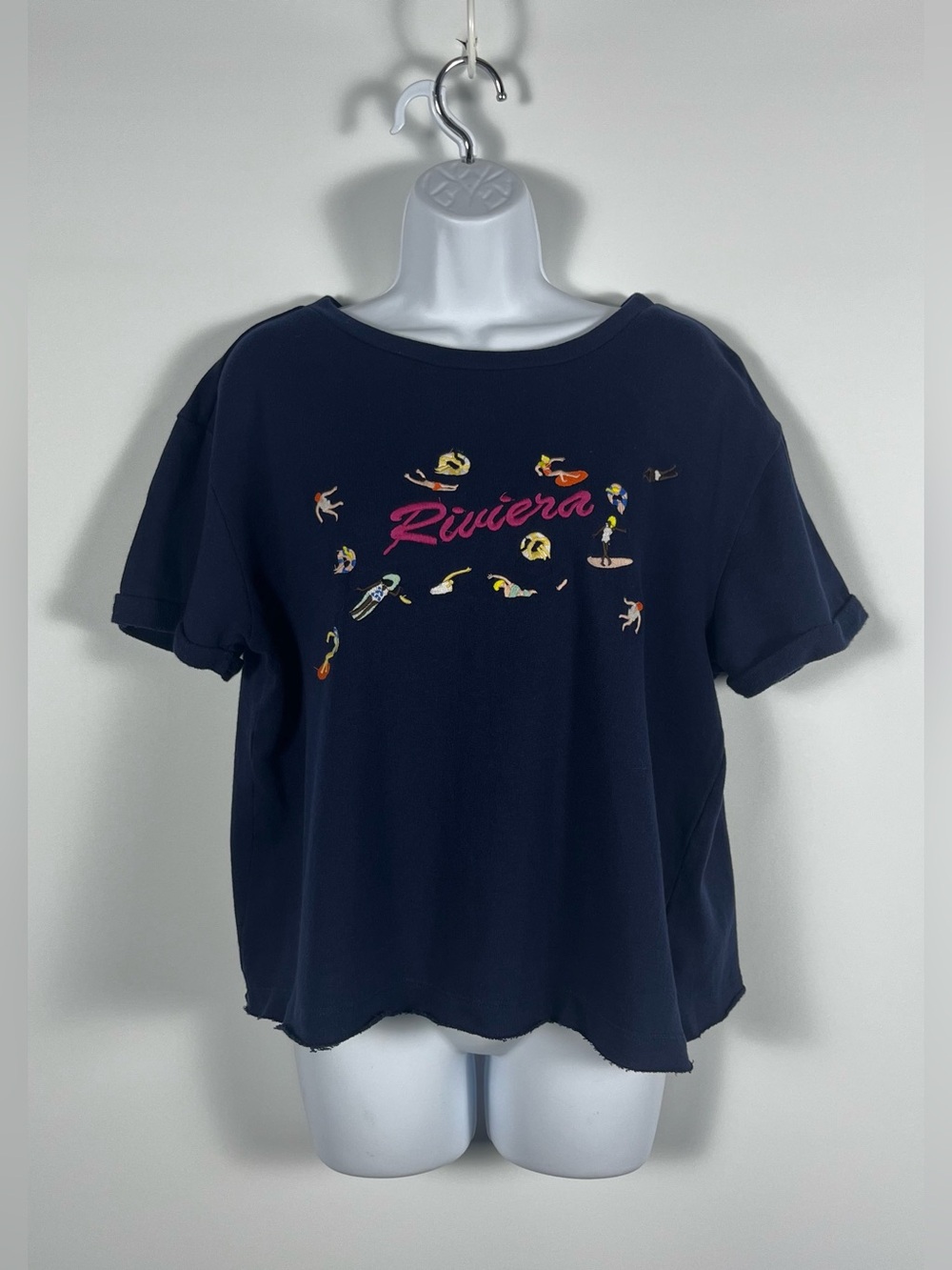 Maeve Beach Embroidered Sweatshirt Tee from Anthropologie Size Medium NWT